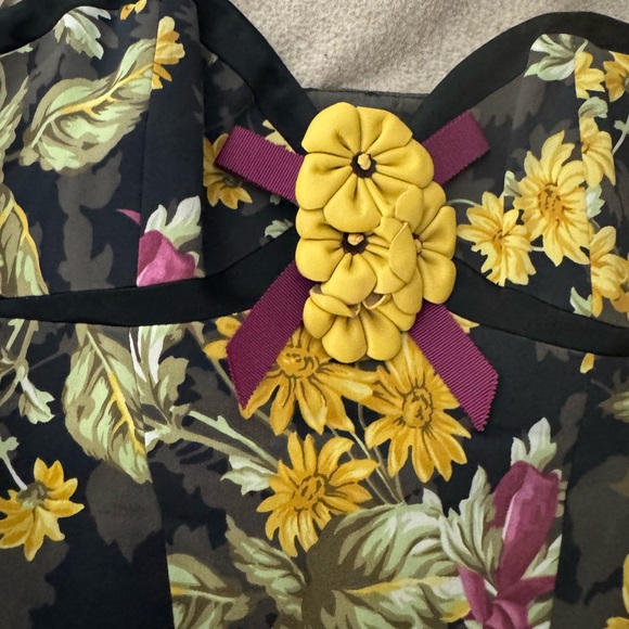 Karen Millen Floral Jacquard Paneled Purple Yellow Top Size 8 Crop Top - Picture 2 of 9